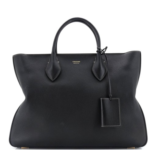 Fold Side Star Tote Leather Large