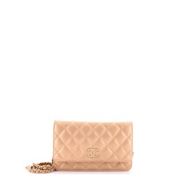 Textured CC Wallet on Chain Quilted Caviar