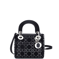 Lady Dior Bag Crystal Embellished Cannage Quilt Satin Mini
