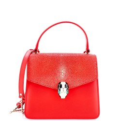 Serpenti Forever Top Handle Bag Leather and Stingray Small