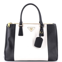 Bicolor Double Zip Lux Tote Saffiano Leather Medium