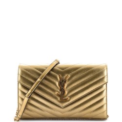 Classic Monogram Wallet on Chain Matelasse Chevron Leather Medium