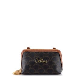 Zip Around Chain Clutch Embroidered Triomphe Coated Canvas