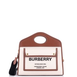 Logo Pocket Tote Canvas with Leather Small