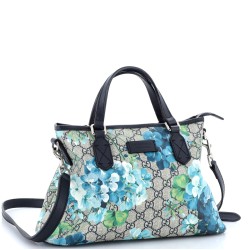 Convertible Zip Tote Blooms Print GG Coated Canvas Medium