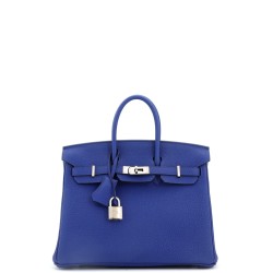 Birkin Handbag Bleu Electrique Togo with Palladium Hardware 25
