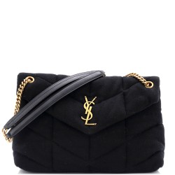 Loulou Puffer Shoulder Bag Quilted Suede Medium