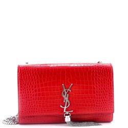 Classic Monogram Tassel Crossbody Bag Crocodile Embossed Leather Medium