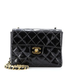Vintage Square Classic Single Flap Bag Quilted Patent Mini