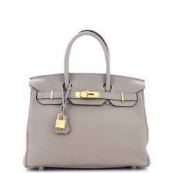 Birkin Handbag Grey Togo with Gold Hardware 30