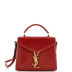 Cassandra Top Handle Bag Crocodile Embossed Leather Mini