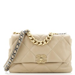 19 Flap Bag Quilted Leather Large