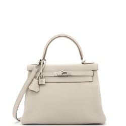 Kelly Handbag Light Clemence with Palladium Hardware 28