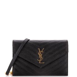Classic Monogram Wallet on Chain Matelasse Chevron Leather Small