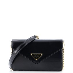 Triangle Logo Envelope Chain Crossbody Bag Leather