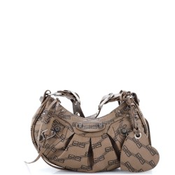 Le Cagole Giant Studs Shoulder Bag BB Monogram Coated Canvas XS