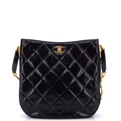 Tiny CC Link Hobo Quilted Shiny Calfskin and Suede Medium