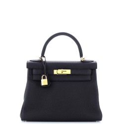 Kelly Handbag Noir Togo with Gold Hardware 28