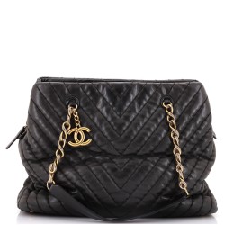 Surpique CC Charm Tote Chevron Calfskin Large