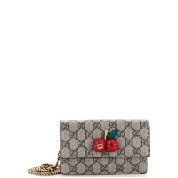 Cherries Wallet on Chain GG Coated Canvas Mini