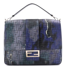 Baguette Messenger Bag Perforated Zucca Printed Leather Large