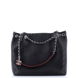 Accordion Shopping Tote Perforated Caviar Medium
