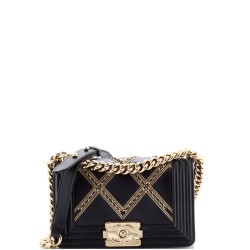 Boy Flap Bag Chain Embellished Quilted Lambskin Small