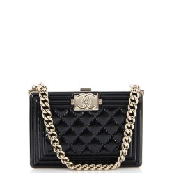 Boy Chain Box Minaudiere Quilted Patent