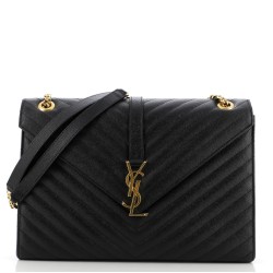Classic Monogram Envelope Satchel Matelasse Chevron Leather Large