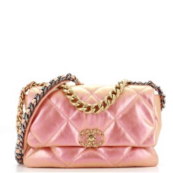 19 Flap Bag Quilted Iridescent Calfskin Large