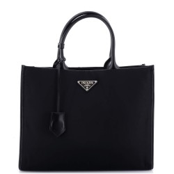 Padded Open Shopper Tote Tessuto and Leather Medium