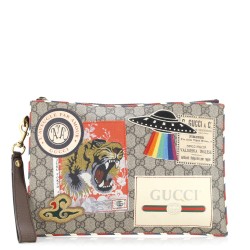 Courrier Pouch GG Coated Canvas with Applique