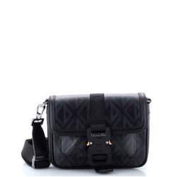 Hit the Road Flap Crossbody Bag CD Diamond Coated Canvas and Leather Mini