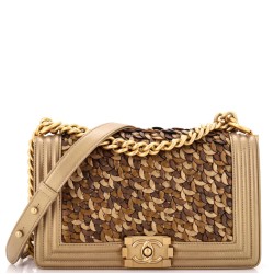 Boy Flap Bag Braided Metallic Lambskin Old Medium
