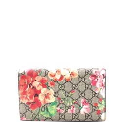 Chain Wallet Blooms Print GG Coated Canvas