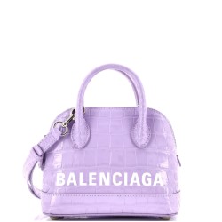 Logo Ville Bag Crocodile Embossed Leather XXS
