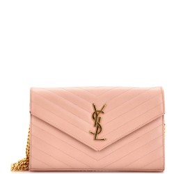 Classic Monogram Wallet on Chain Matelasse Chevron Leather Medium