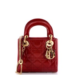 Lady Dior Chain Bag Cannage Quilt Patent Mini