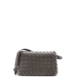 Full Flap Crossbody Bag Intrecciato Leather Small