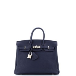 Birkin Handbag Bleu Nuit Togo with Palladium Hardware 25