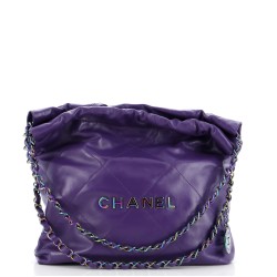 22 Chain Hobo Quilted Calfskin with Rainbow Hardware Small