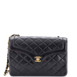 Vintage CC Chain Curve Flap Bag Quilted Lambskin Medium