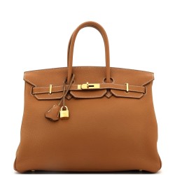 Birkin Handbag Gold Clemence with Gold Hardware 35
