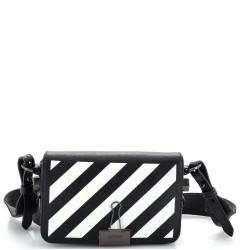 Binder Clip Flap Bag Striped Leather Mini