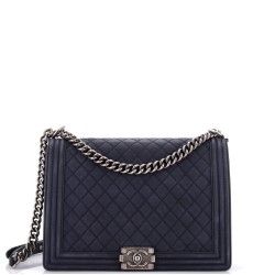 Boy Flap Bag Quilted Matte Caviar Large
