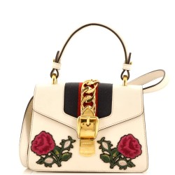 Sylvie Top Handle Bag Embroidered Leather Mini