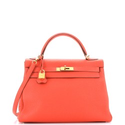 Kelly Handbag Orange Poppy Togo with Gold Hardware 32