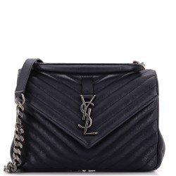 Classic Monogram College Bag Matelasse Chevron Leather Medium