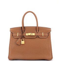 Birkin Handbag Gold Clemence with Gold Hardware 30