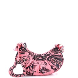 Le Cagole Graffiti Giant Studs Shoulder Bag Leather XS